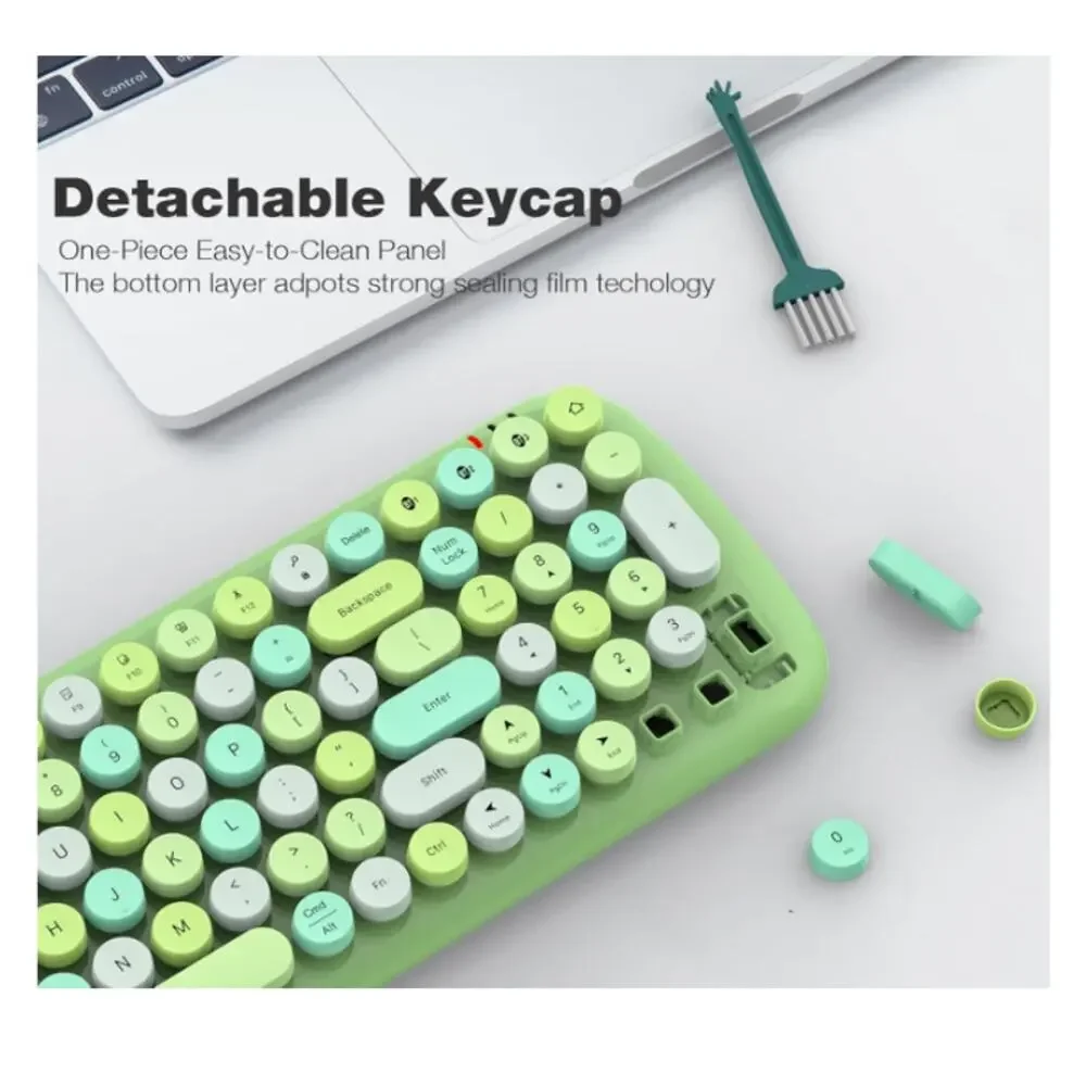 Bluetooth Keyboard Wireless Round Keycaps Windows, PC, Tablet, iPad, iPhone